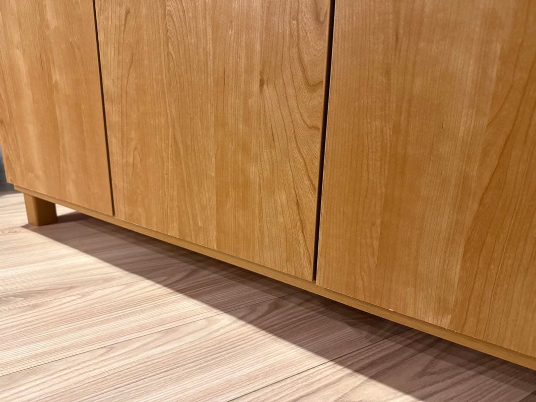 【LOWYA】幅110 キャビネット 木製 ライトブラウン チェスト