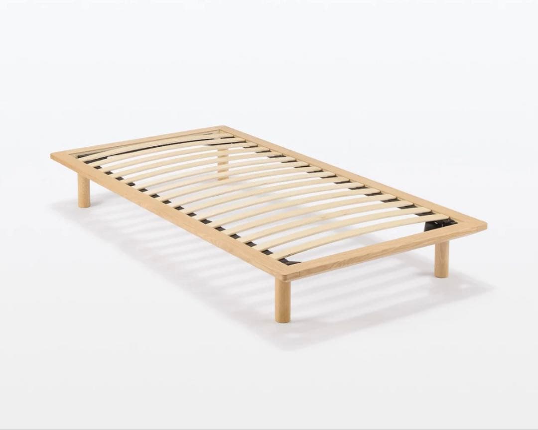 【Hutte】 MUJI 木製ベッドフレーム オーク材突板 シングル 脚付