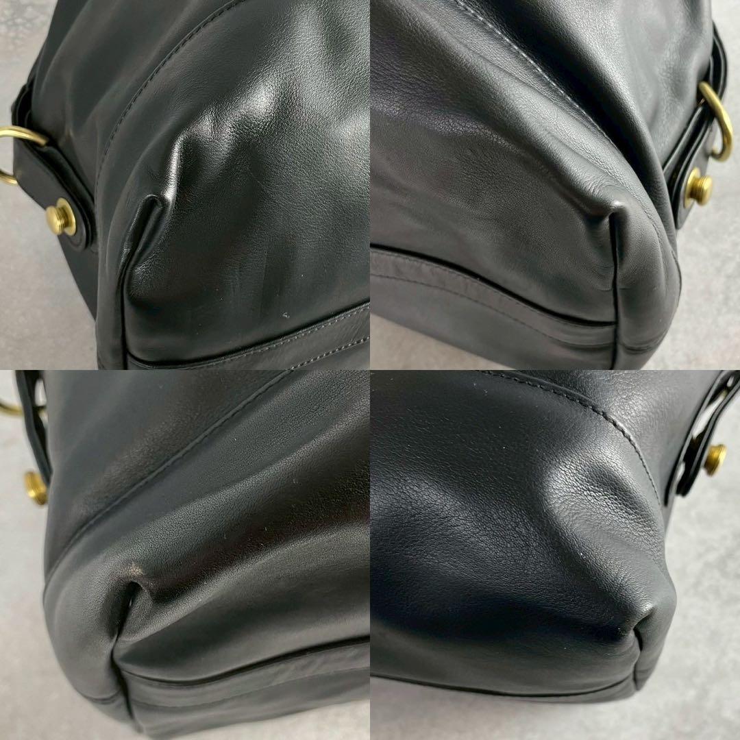 【美品 人気高騰】コーチ ボストンバッグ オールド ハンド トート レザー 黒