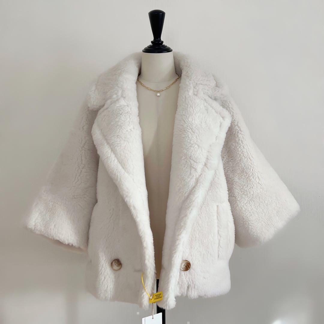 新品未使用 ベアテーラードコート アルパカ素材 白　ホワイト