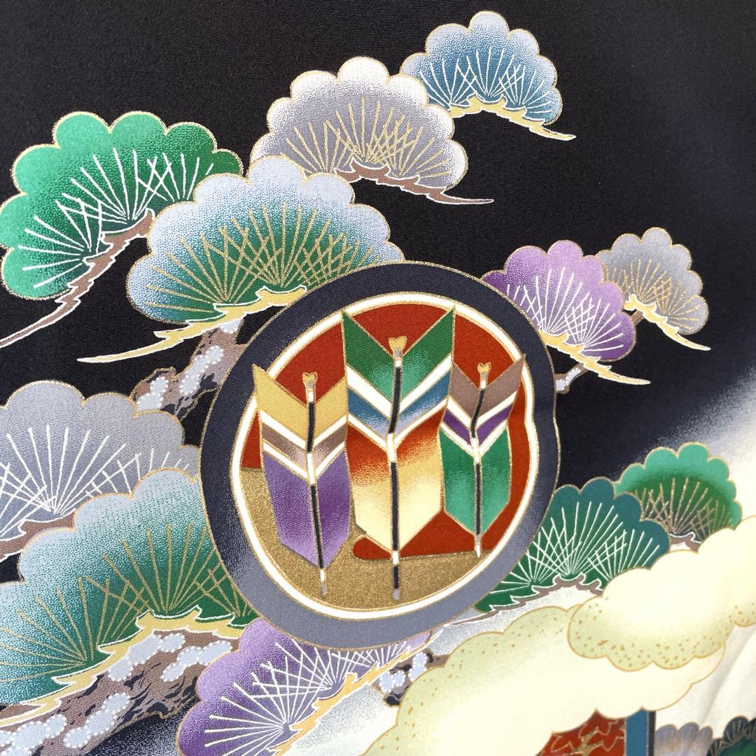 □男児　正絹　お宮参り.祝着.初着.鷹黒　美品