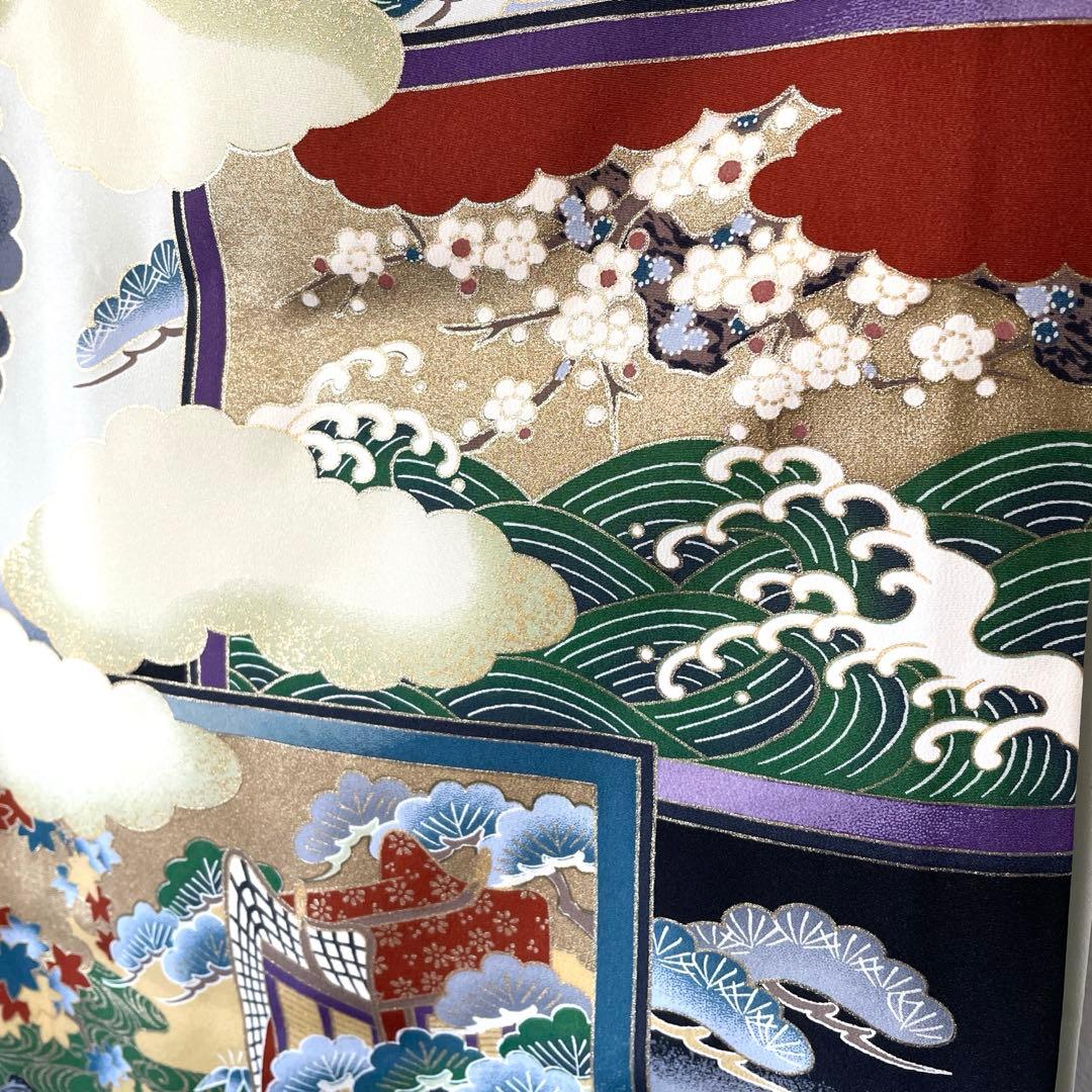 □男児　正絹　お宮参り.祝着.初着.鷹黒　美品