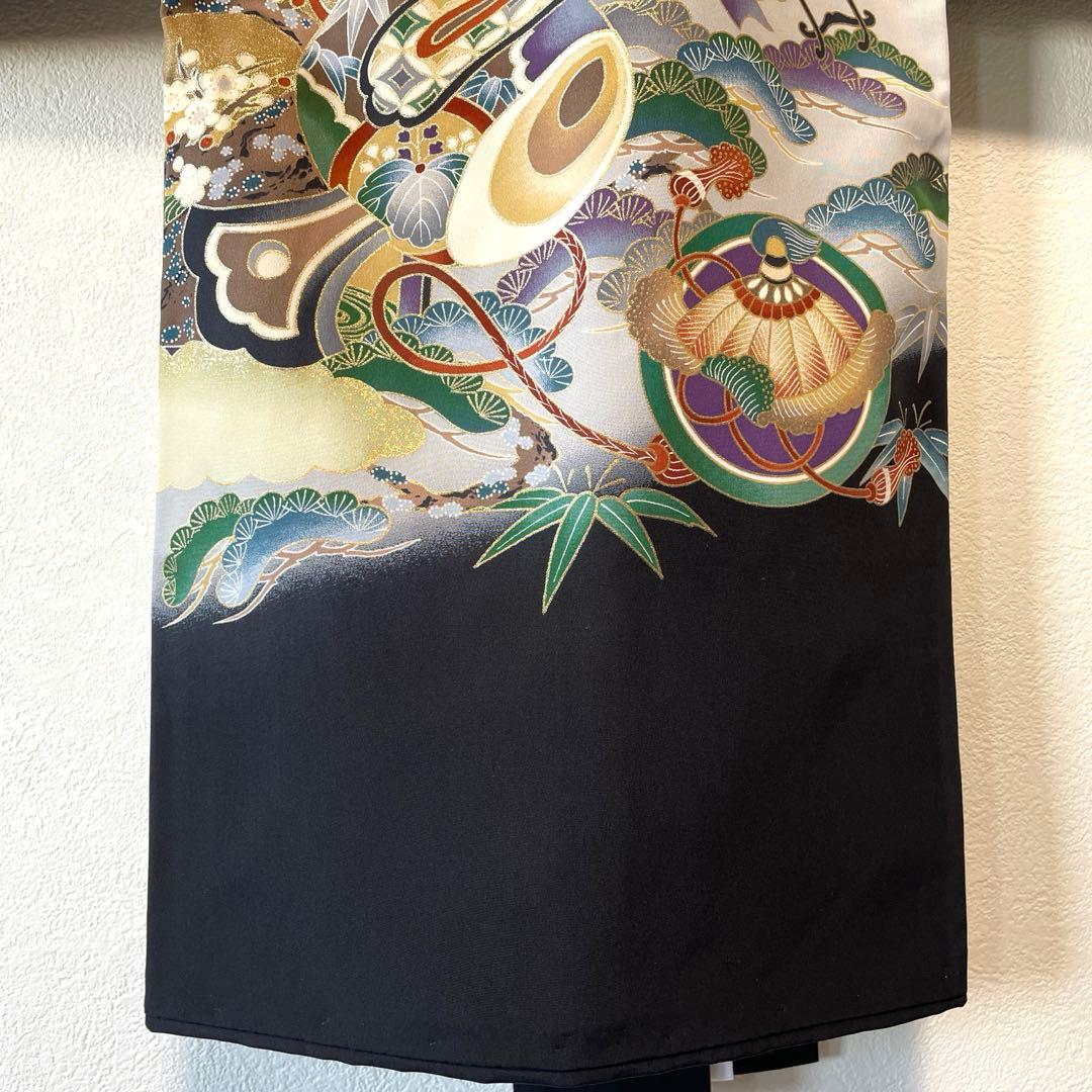 □男児　正絹　お宮参り.祝着.初着.鷹黒　美品