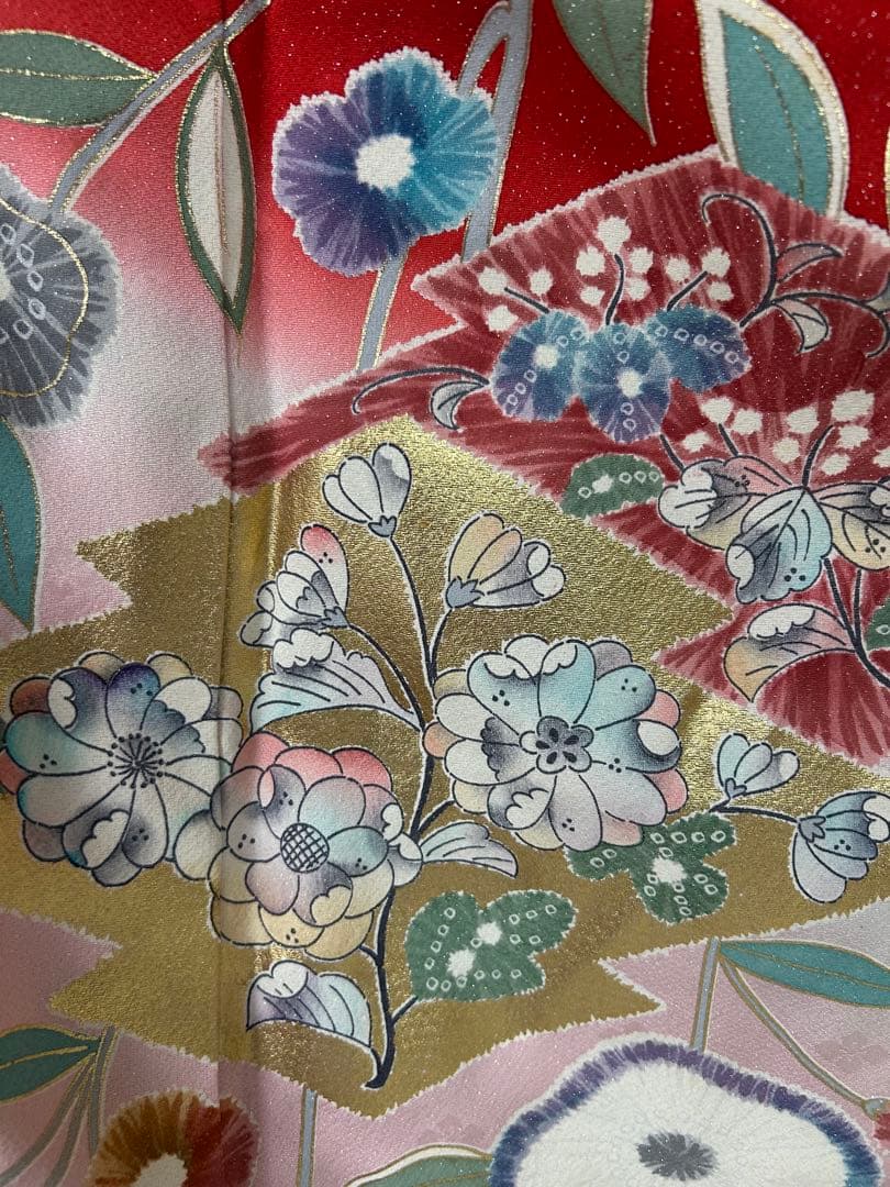 【 最終値下げ 】 豪華振袖５点セット！！　金通し　花柄　着物スキ倶楽部１９４