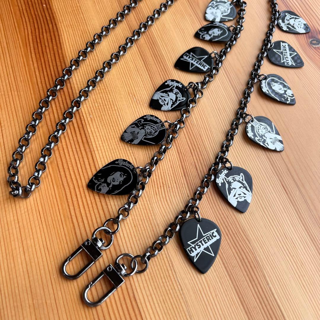 ヒステリックグラマー ギターピック マルチチェーン ブラック ウォレットチェーン