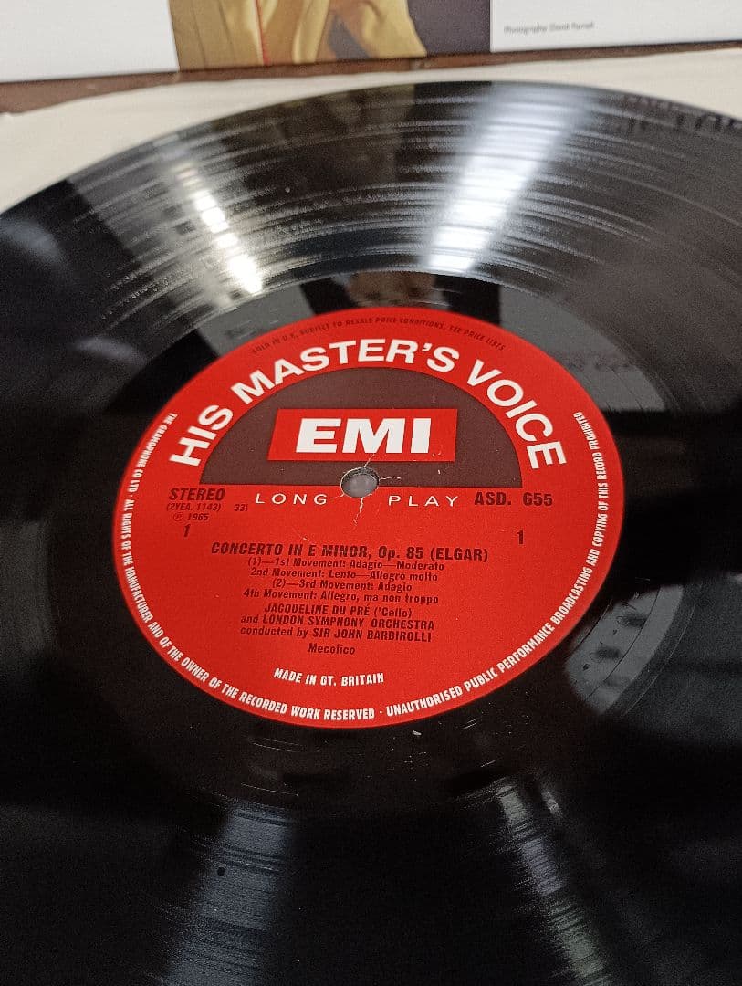 英盤　UK盤　レコード　デュ・プレ エルガー チェロ協奏曲 バルビローリ 海の絵