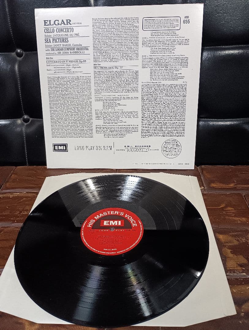 英盤　UK盤　レコード　デュ・プレ エルガー チェロ協奏曲 バルビローリ 海の絵