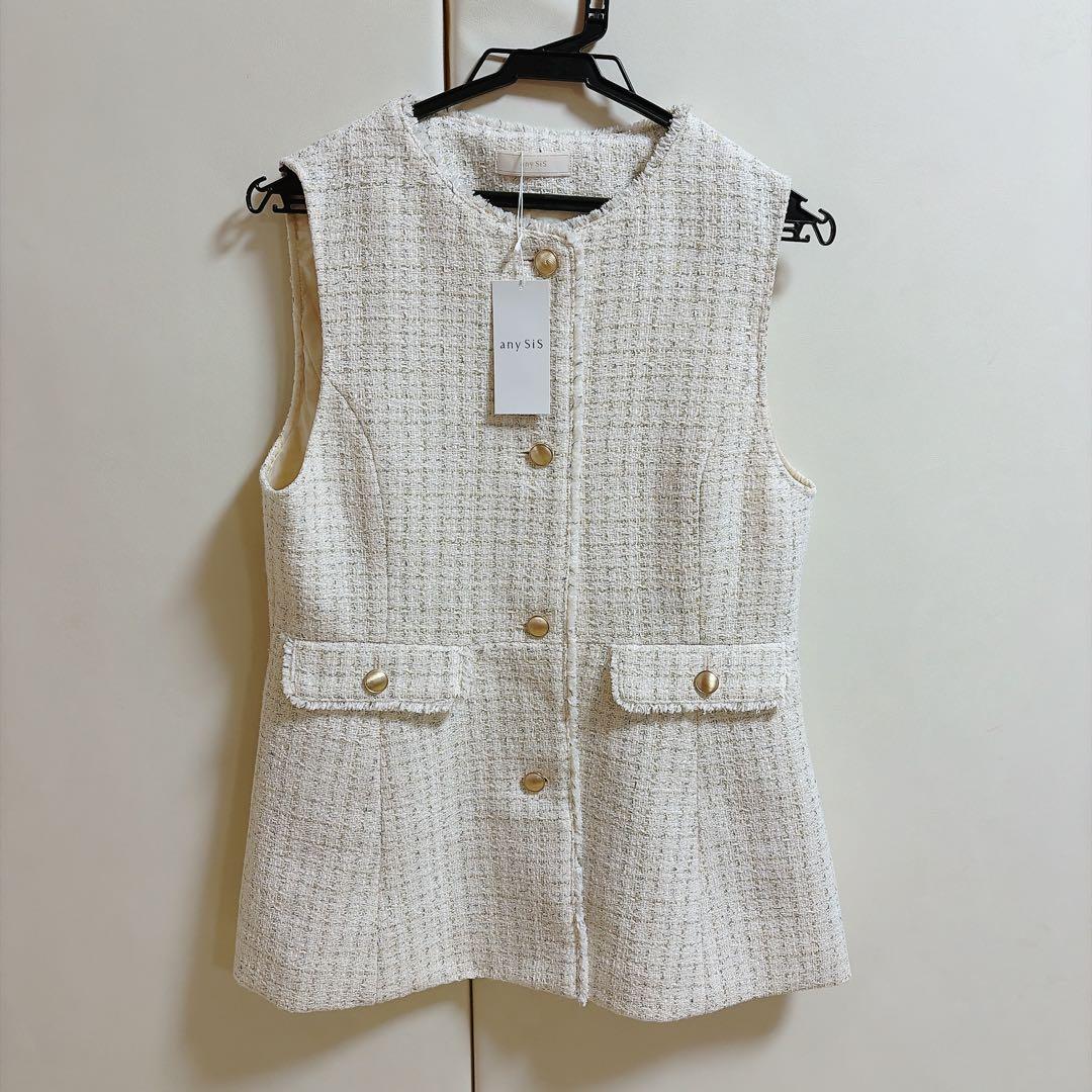 any SiS ホワイト ベスト　ジレ　晴れ着　仕事着　入園式　入学式