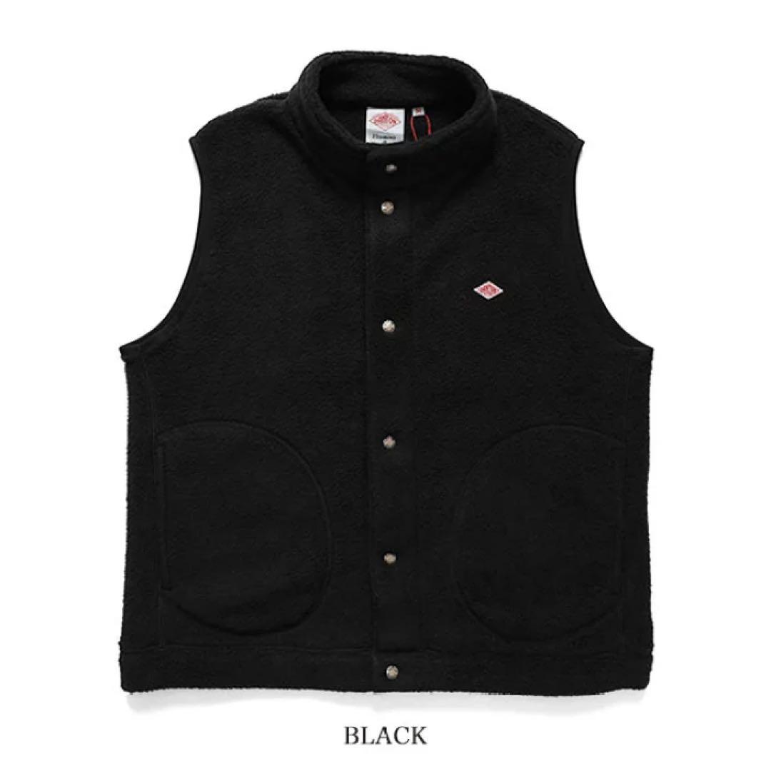 新品 DANTON ダブルフェイス ボア スタンドカラー ベスト ブラック M