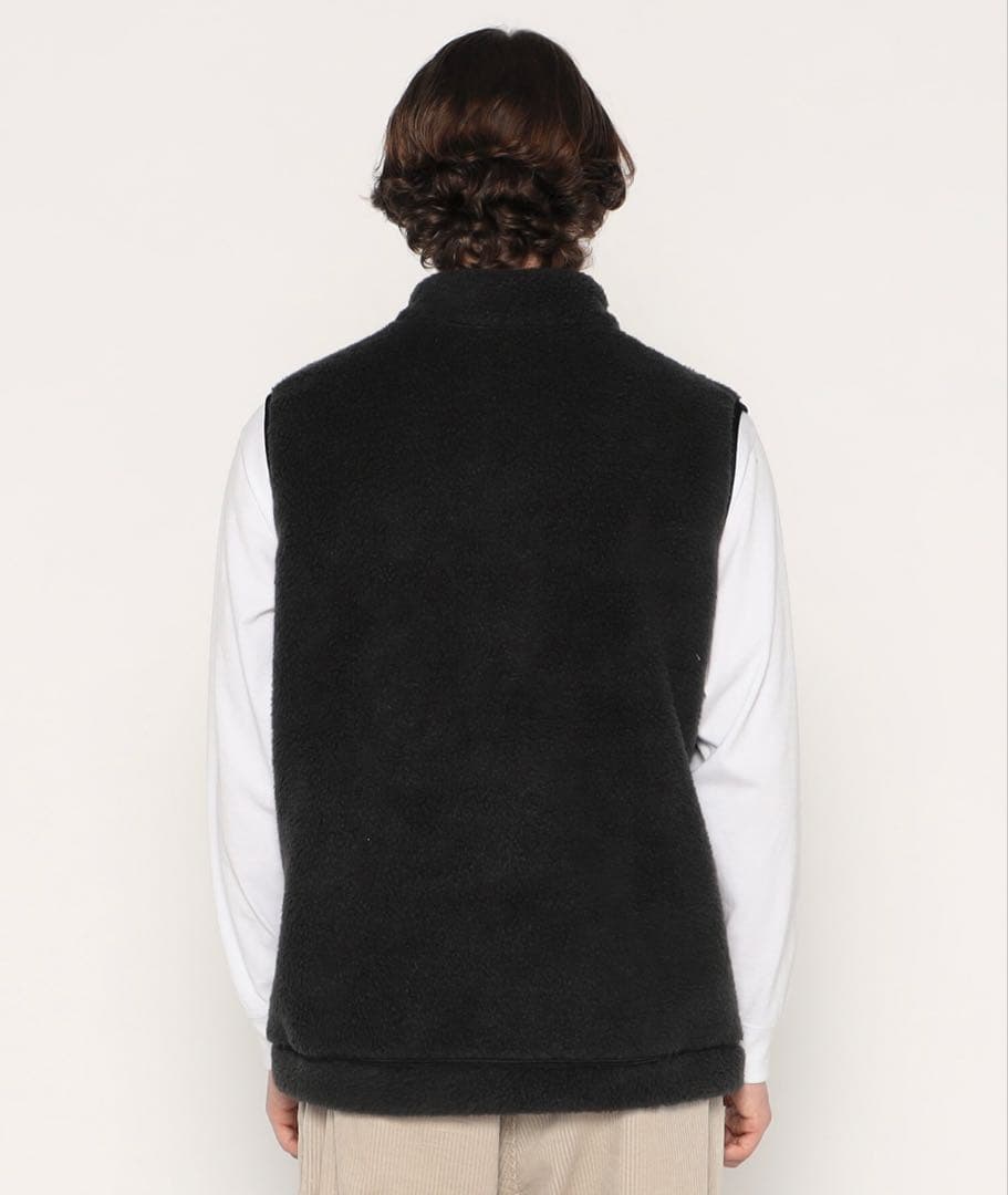 新品 DANTON ダブルフェイス ボア スタンドカラー ベスト ブラック M