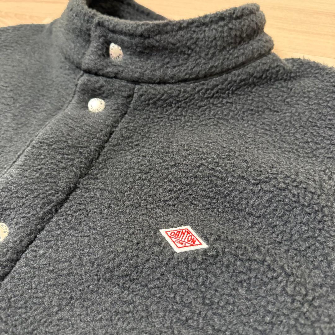 新品 DANTON ダブルフェイス ボア スタンドカラー ベスト ブラック M