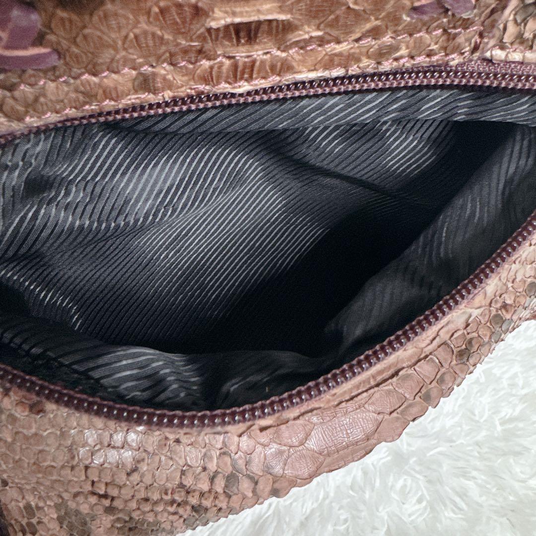 【希少カラー】JRA ダイアモンドパイソン ハンドバッグ チャーム付 パープル