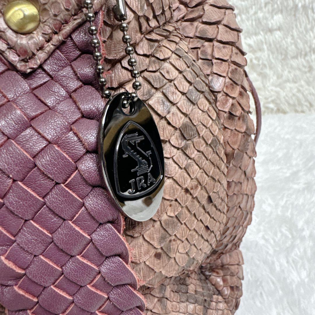 【希少カラー】JRA ダイアモンドパイソン ハンドバッグ チャーム付 パープル