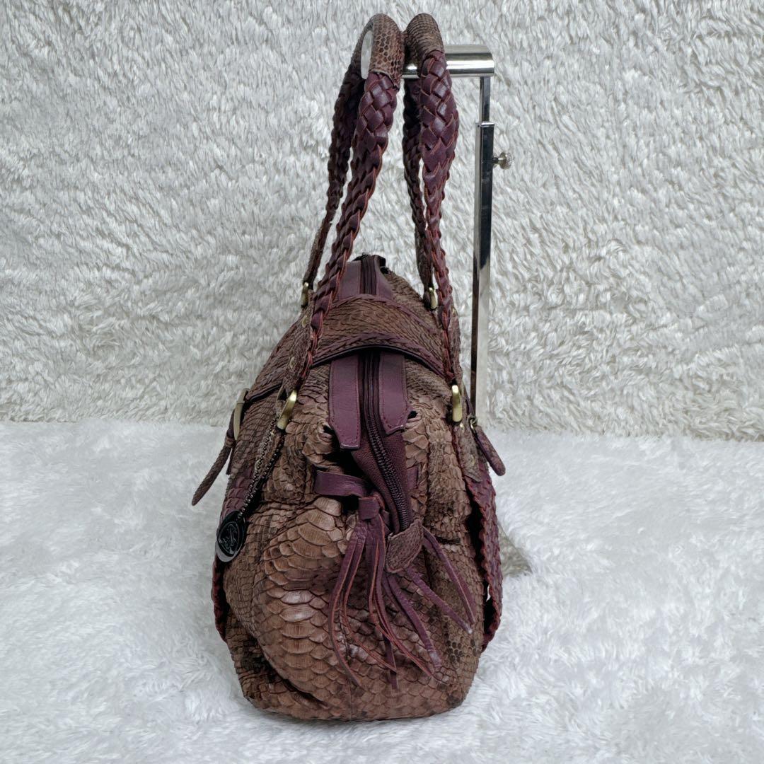【希少カラー】JRA ダイアモンドパイソン ハンドバッグ チャーム付 パープル