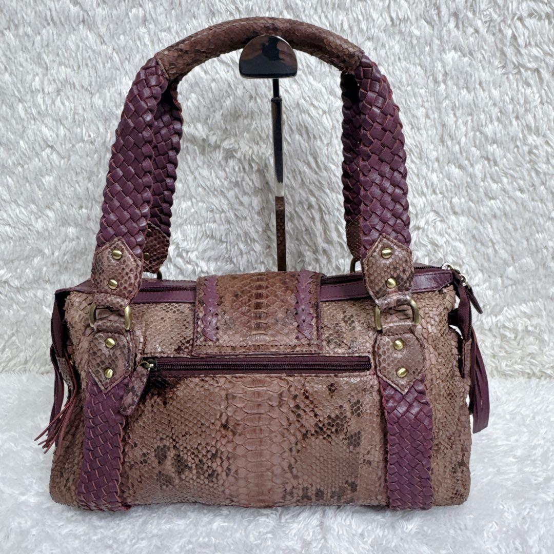 【希少カラー】JRA ダイアモンドパイソン ハンドバッグ チャーム付 パープル