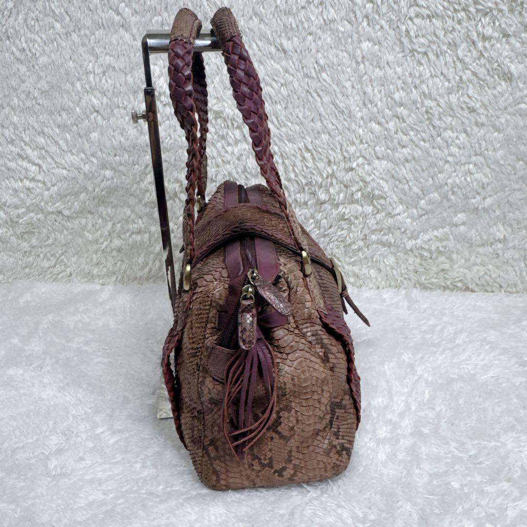 【希少カラー】JRA ダイアモンドパイソン ハンドバッグ チャーム付 パープル