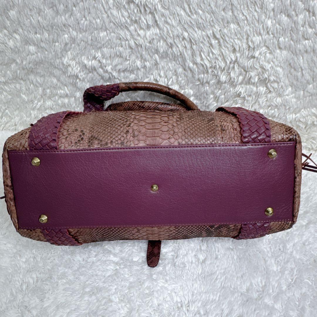 【希少カラー】JRA ダイアモンドパイソン ハンドバッグ チャーム付 パープル