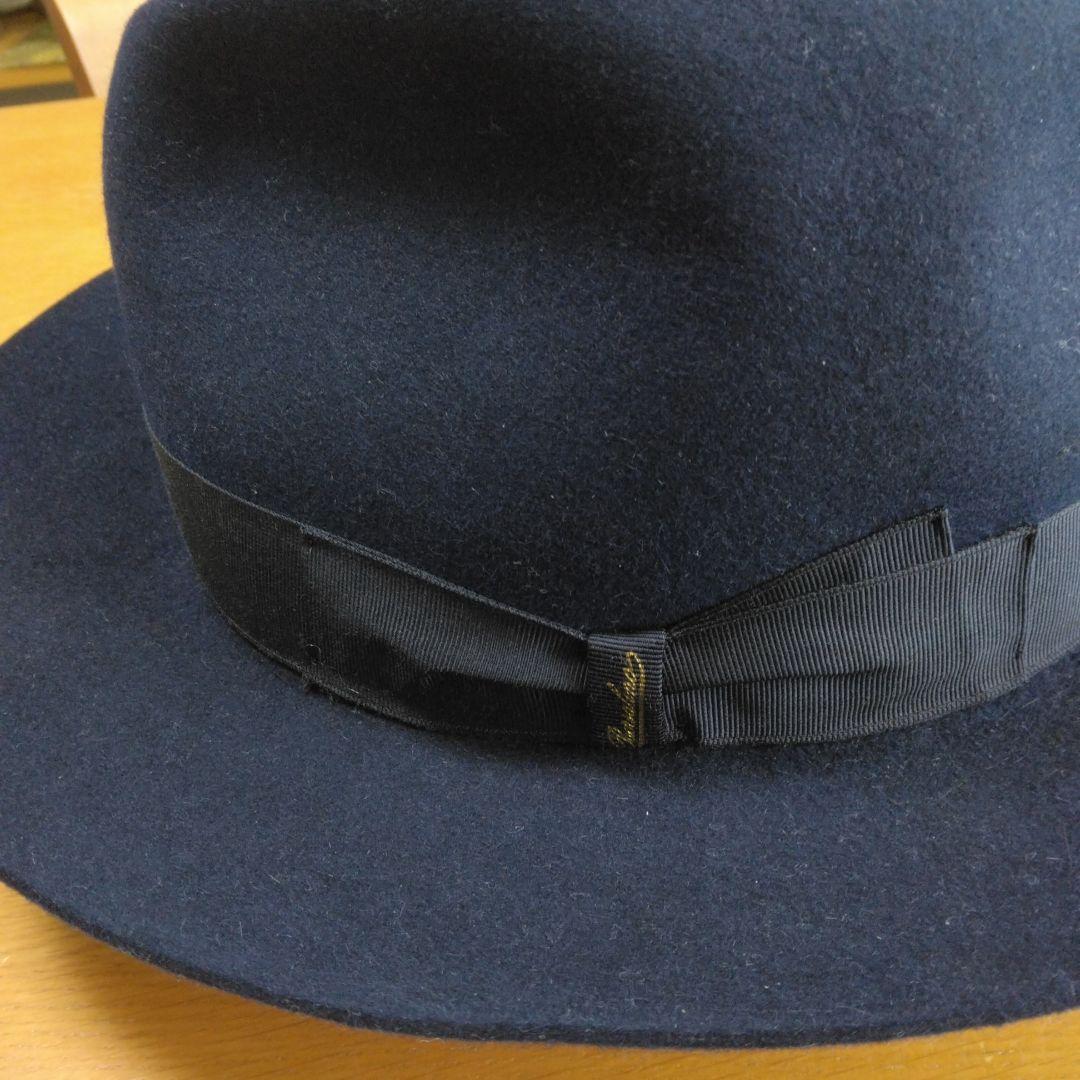 美品　イタリア製　BoRSalino ネイビー ウール フェルトハット