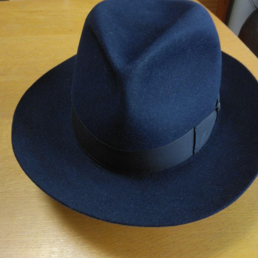 美品　イタリア製　BoRSalino ネイビー ウール フェルトハット