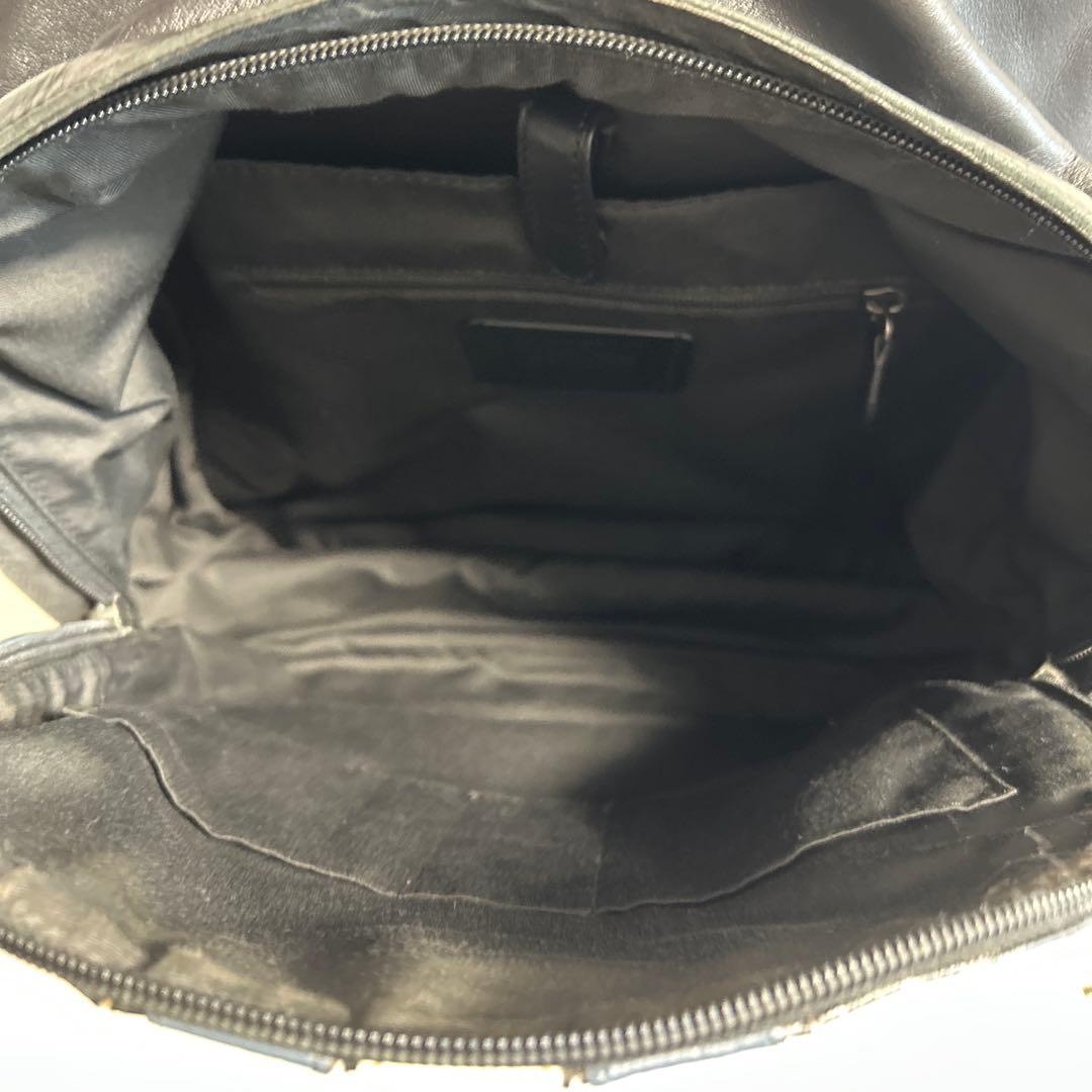 【正規品】COACH コーチ　レザー ストライプ　リュック　シグネチャー柄