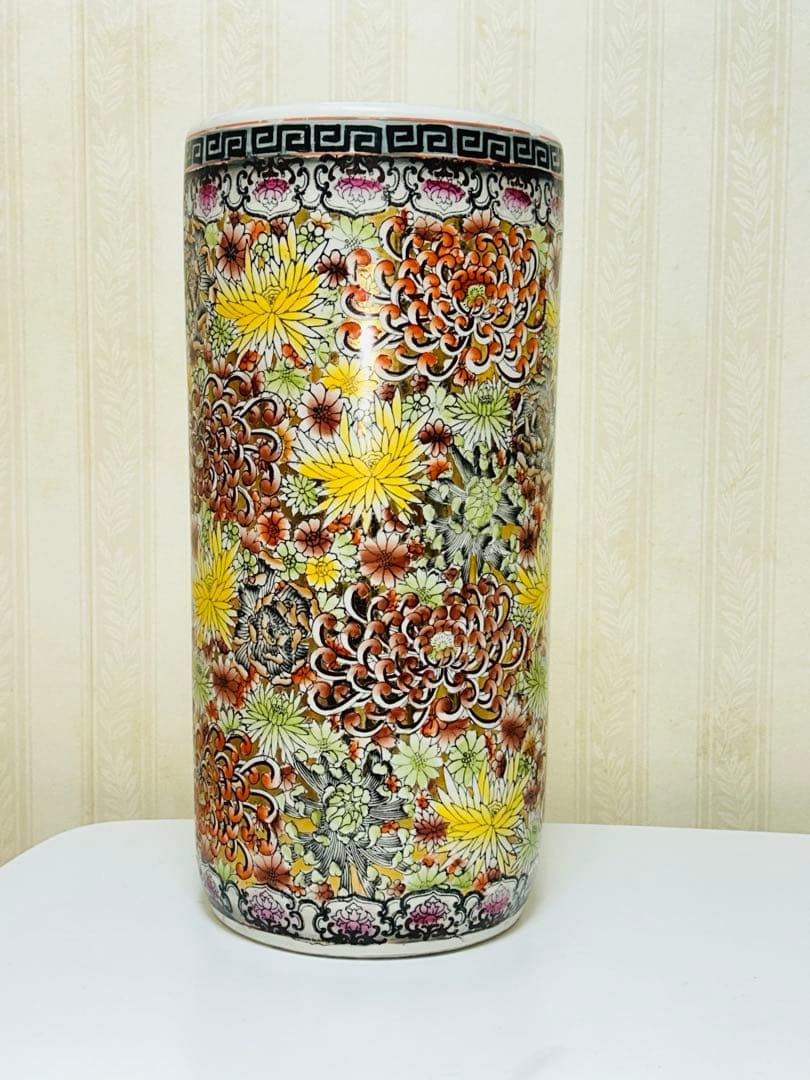 花柄 陶器製 傘立て