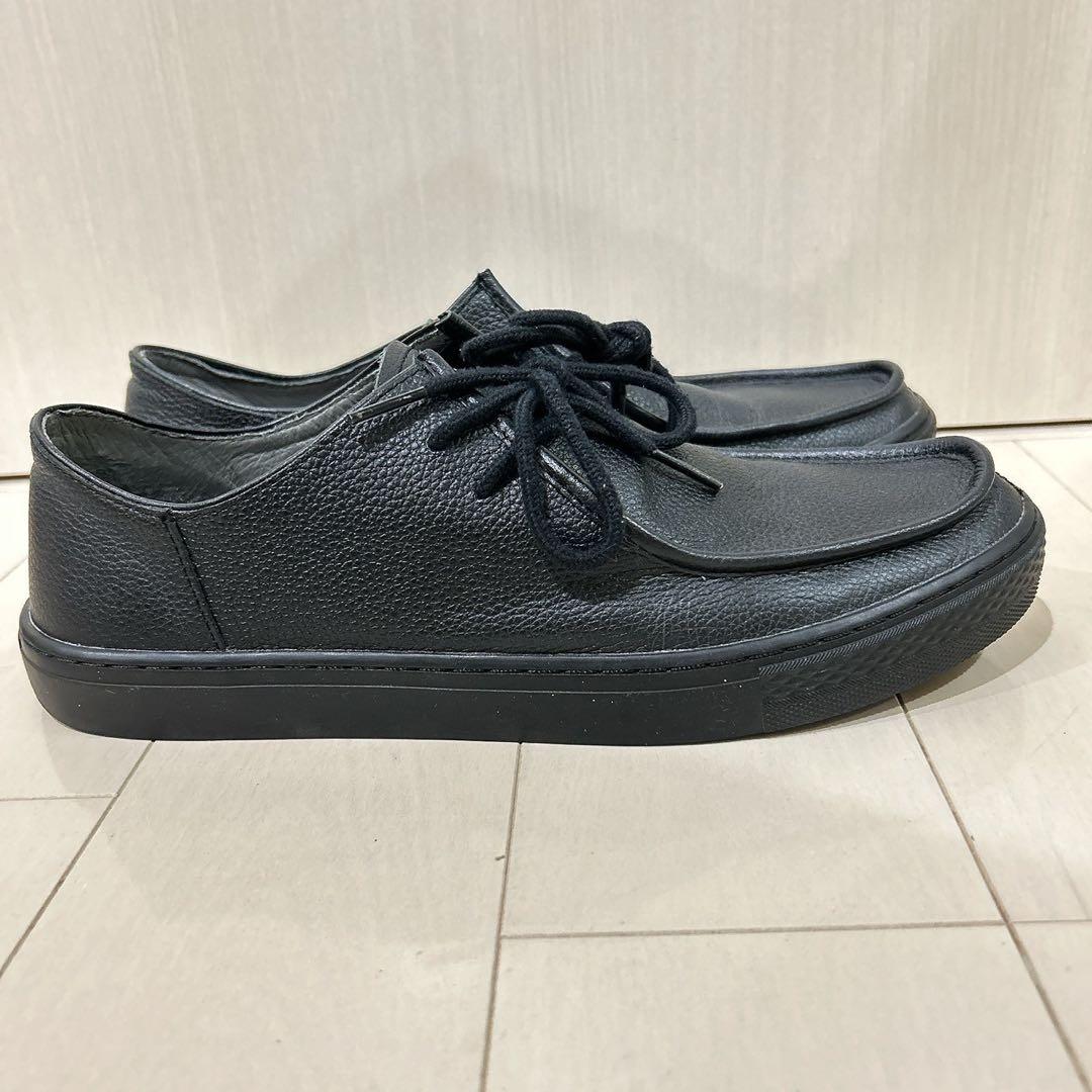 コンバース レザー モカシンシューズ ブラック 27cm