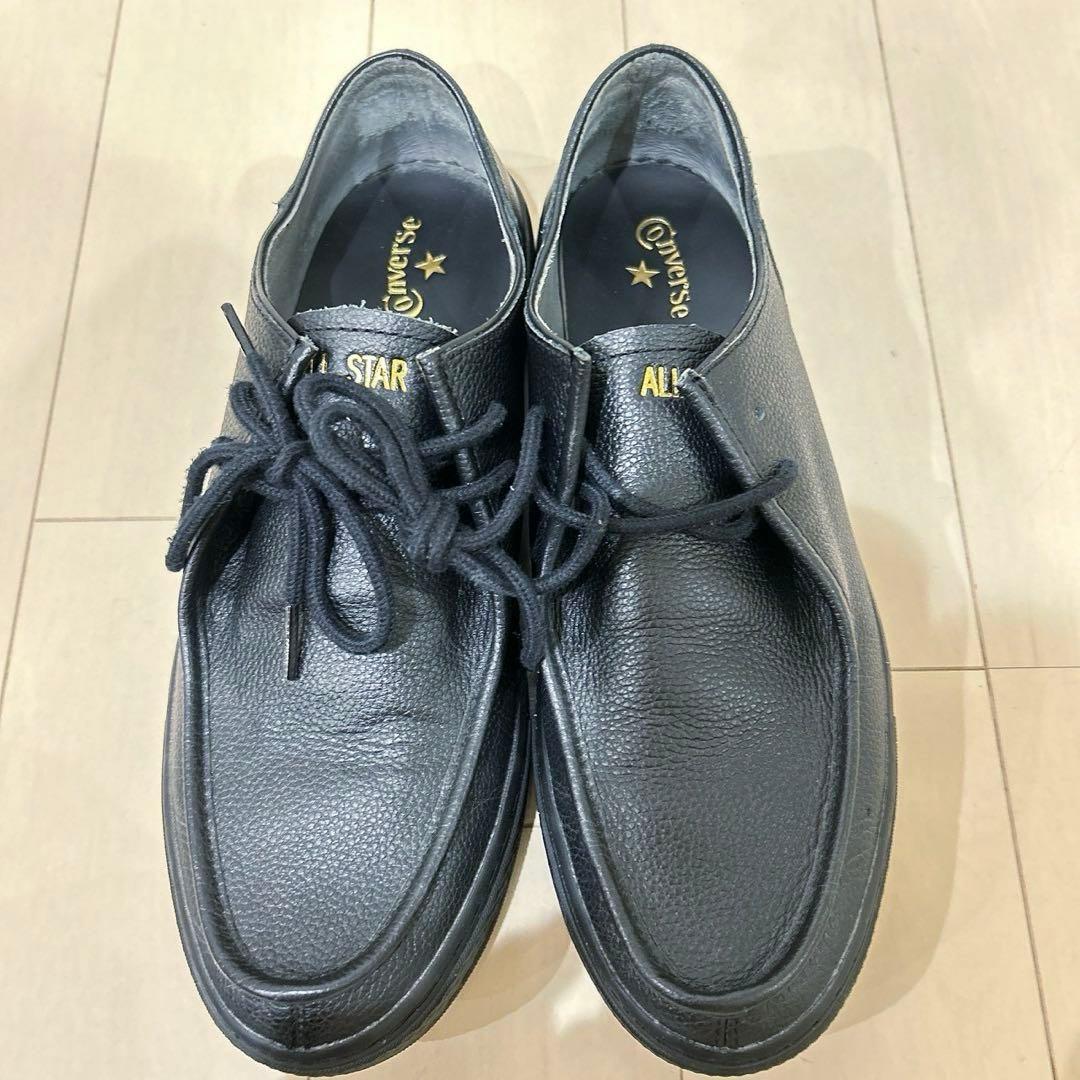 コンバース レザー モカシンシューズ ブラック 27cm