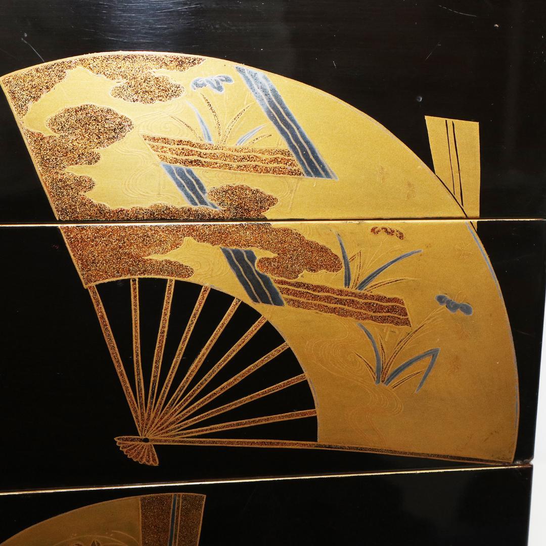 蒔絵 金蒔絵 重箱 4段 扇 漆 共箱