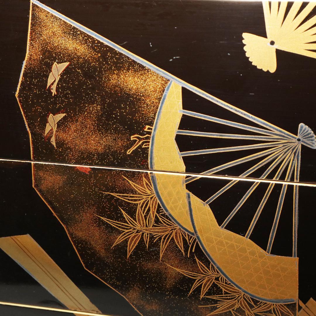 蒔絵 金蒔絵 重箱 4段 扇 漆 共箱