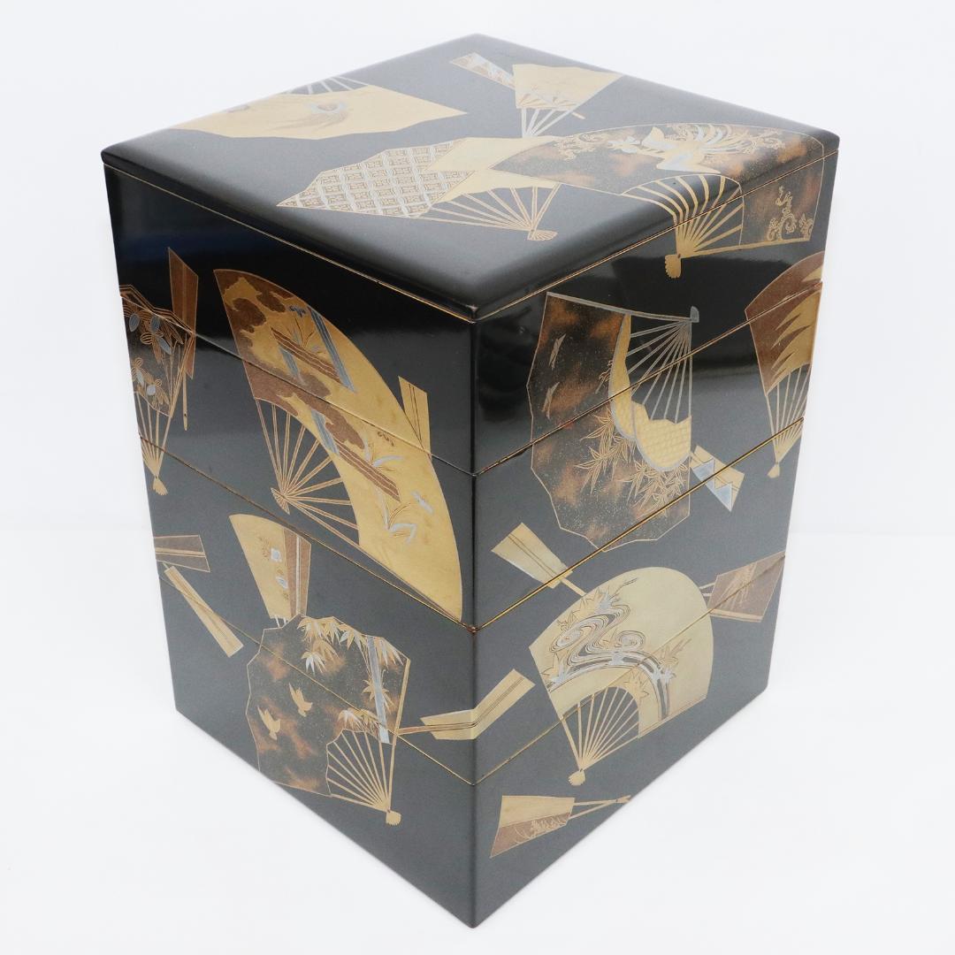 蒔絵 金蒔絵 重箱 4段 扇 漆 共箱