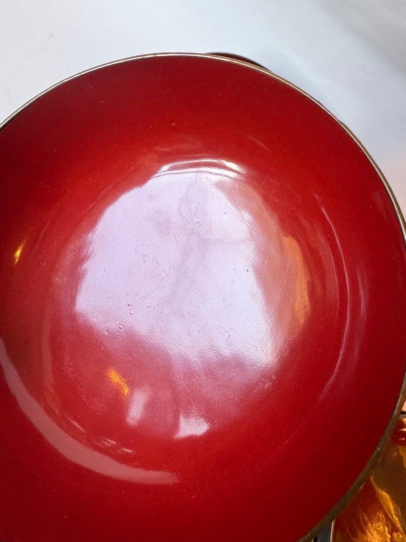 明治　大正期　会津塗　鉄錆塗　蒔絵　富士山　木製　蓋付き　お椀　梅鶯　内朱　5客