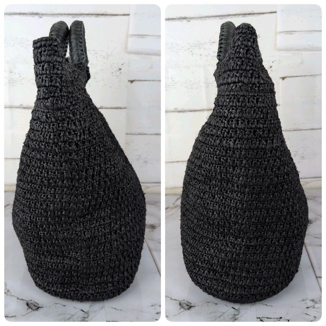 【極美品】ヘレンカミンスキー☆かごバッグ　ラフィア　A4 トートバッグ　ブラック