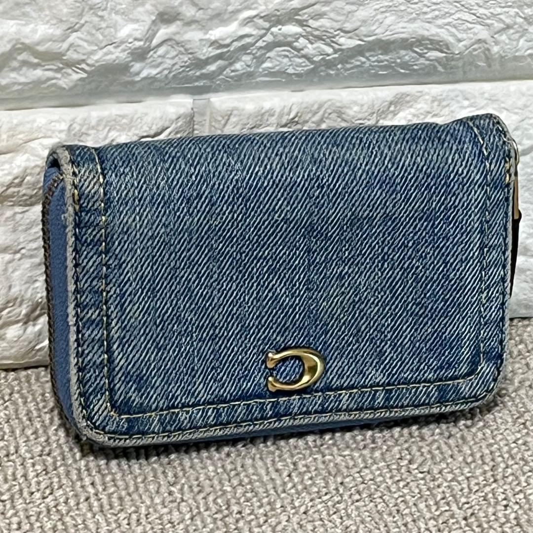 希少✨COACH コーチ デニム ケース 小銭入れ ブルー 財布 美品