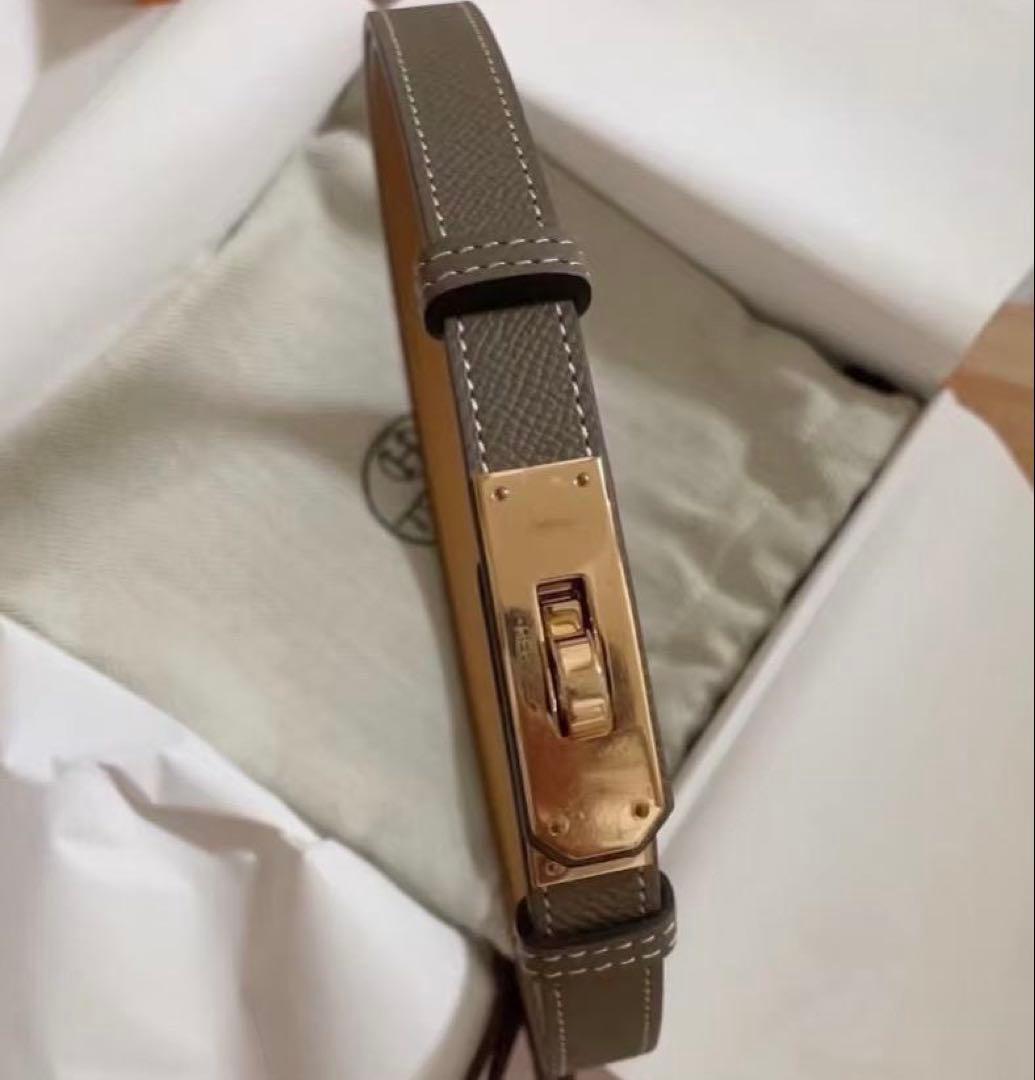 【HERMES】エルメス ケリーベルト エトゥープ x ローズゴールド金具