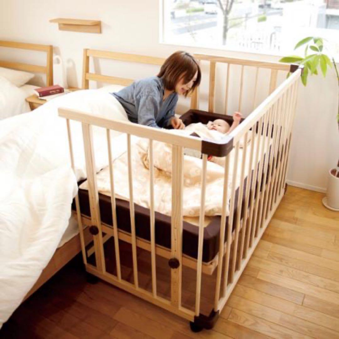 ファルスカ　ベッドサイドベット03　木製ベビーベッド　ナチュラルウッド