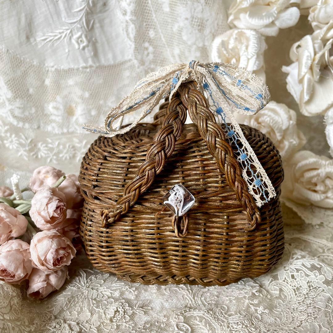 ドールパニエ　フランスアンティーク 人形用 ミニ プチ カゴ 籠 かご