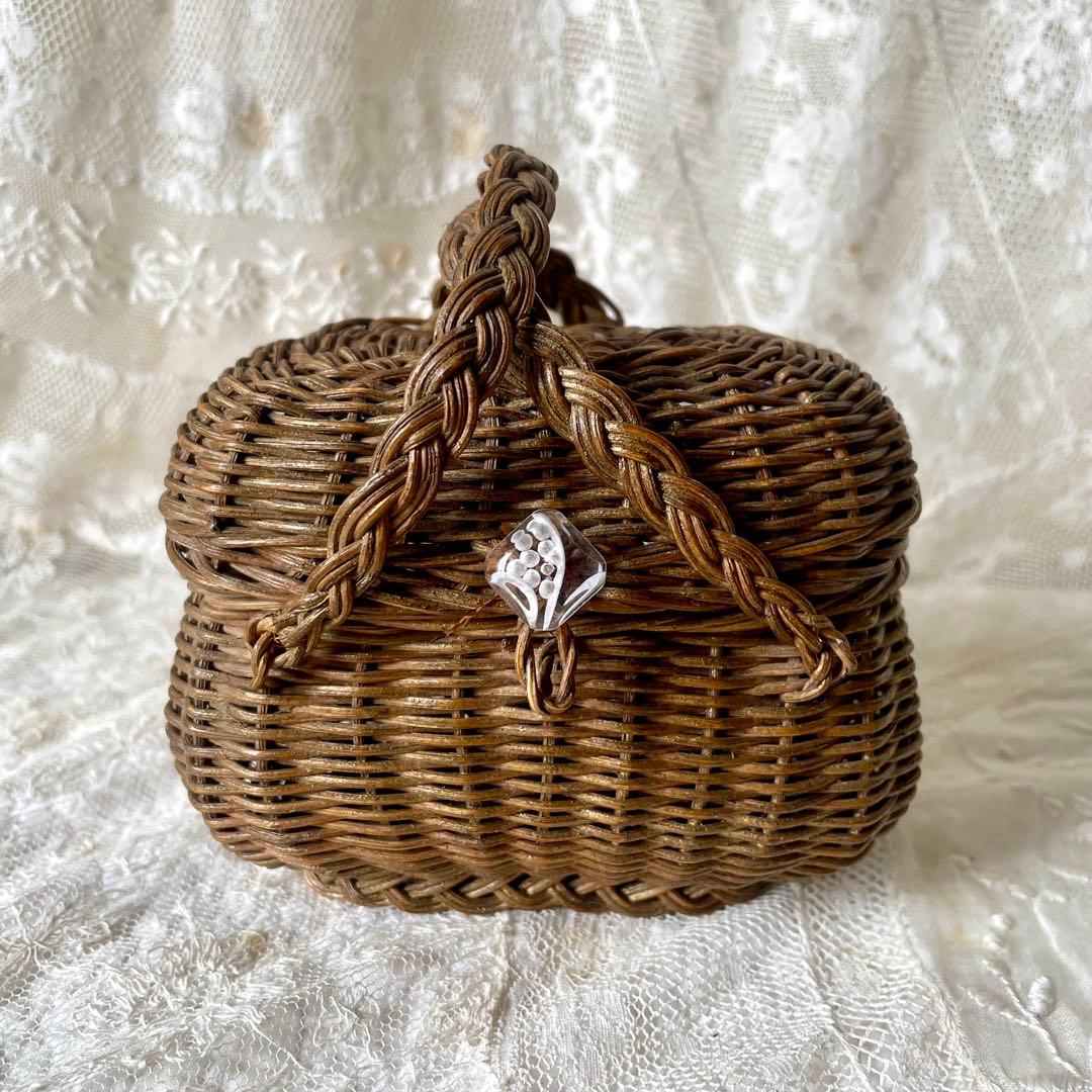 ドールパニエ　フランスアンティーク 人形用 ミニ プチ カゴ 籠 かご