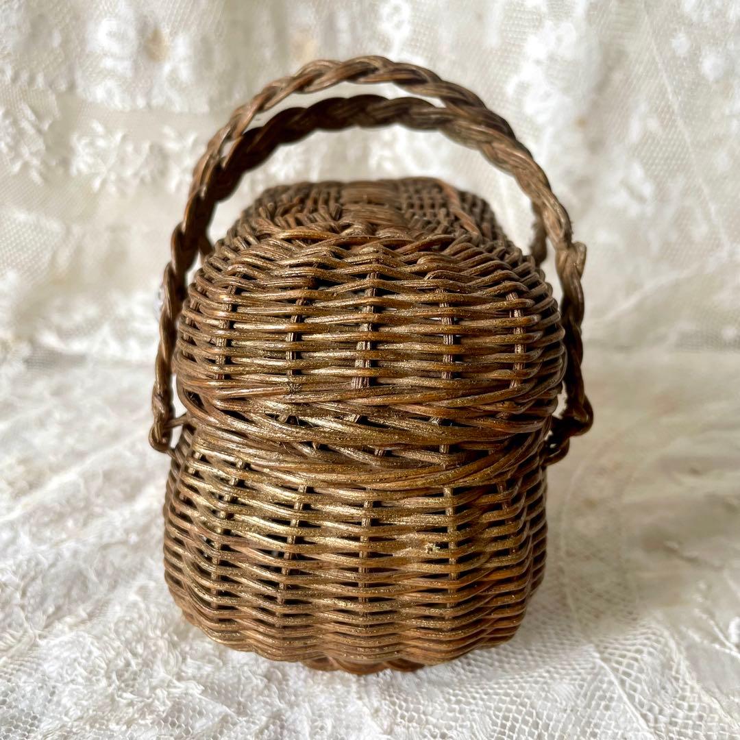 ドールパニエ　フランスアンティーク 人形用 ミニ プチ カゴ 籠 かご