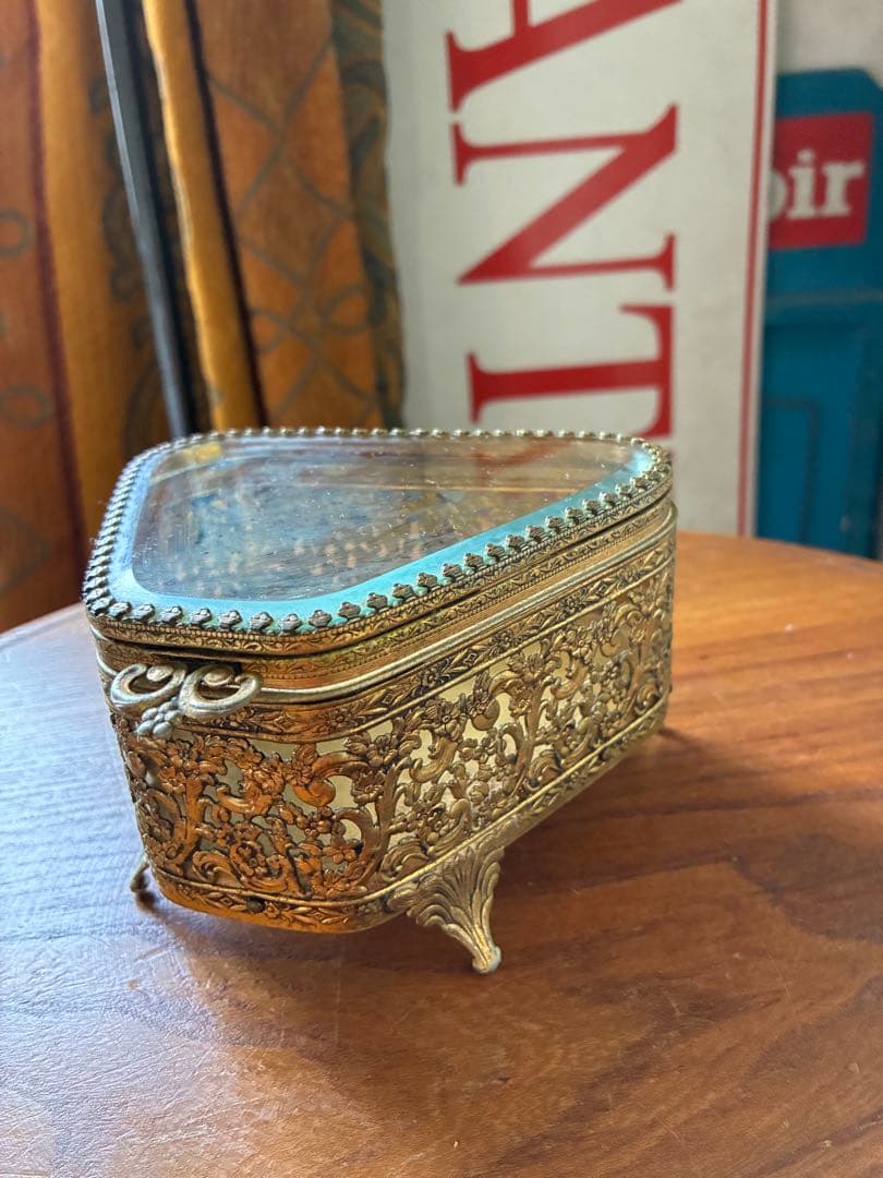 k*♡様 フランス　アンティーク　オルモル　ガラス　ジュエリー　ボックス　真鍮