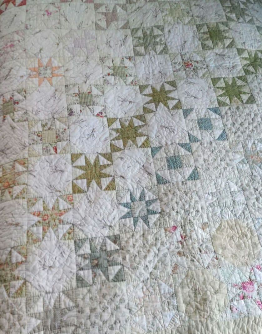 ✨イブニングスターグラデーションベッドカバー✨パッチワークキルト　ハンドメイド