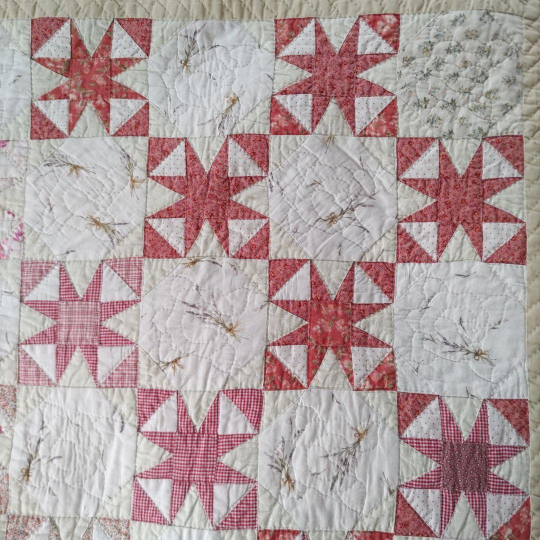 ✨イブニングスターグラデーションベッドカバー✨パッチワークキルト　ハンドメイド