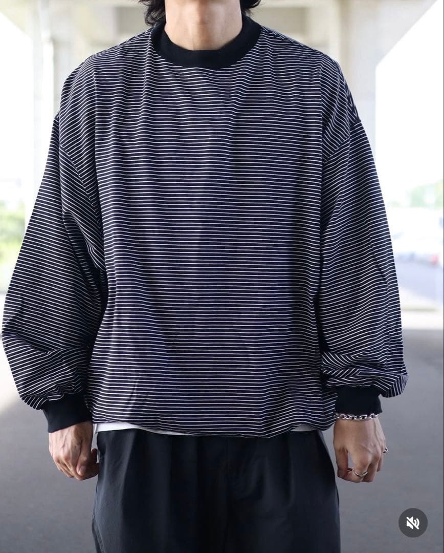 トップス is-ness BALLON BORDER LONG SLEEVE M