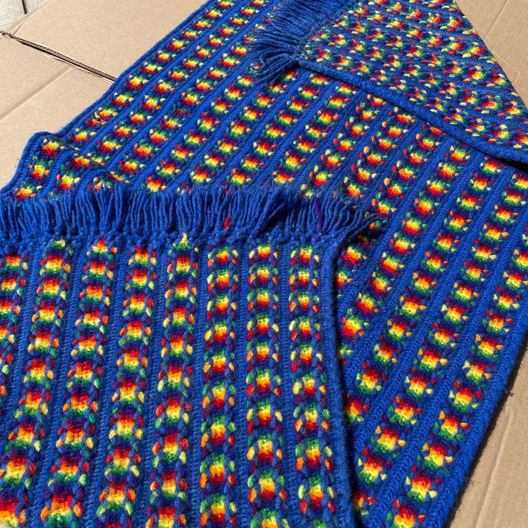 貴重！70's〜アメリカアンティーク　ニットラグ　USAヴィンテージ雑貨レトロ