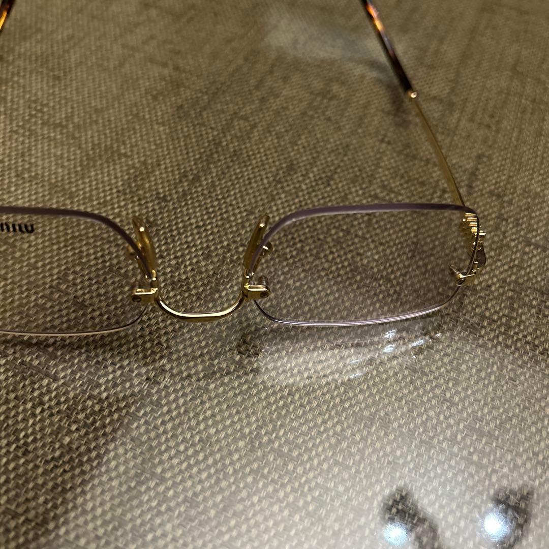 MIU MIU リムレス　リムレスメガネ　サングラス　ゴールド　ミュウミュウ