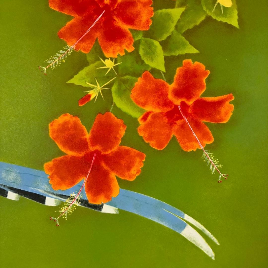 美品 上村松篁「花鳥」リトグラフ 直筆サイン入り 保証書有 上村松園の長男