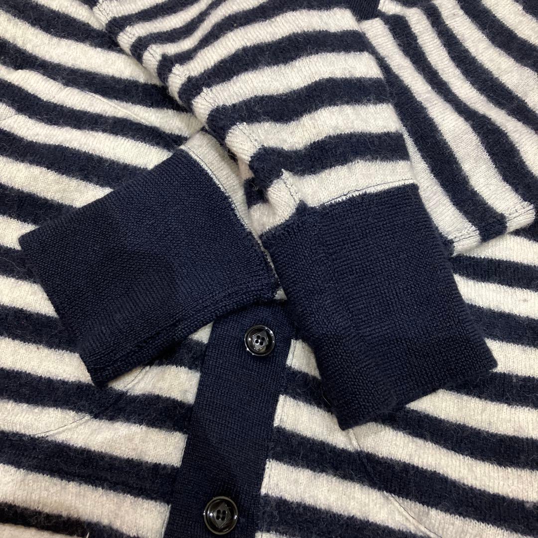 極美品ヤンクシャー　サイズ42 、XL ニットカーディガン、　白ネイビー、