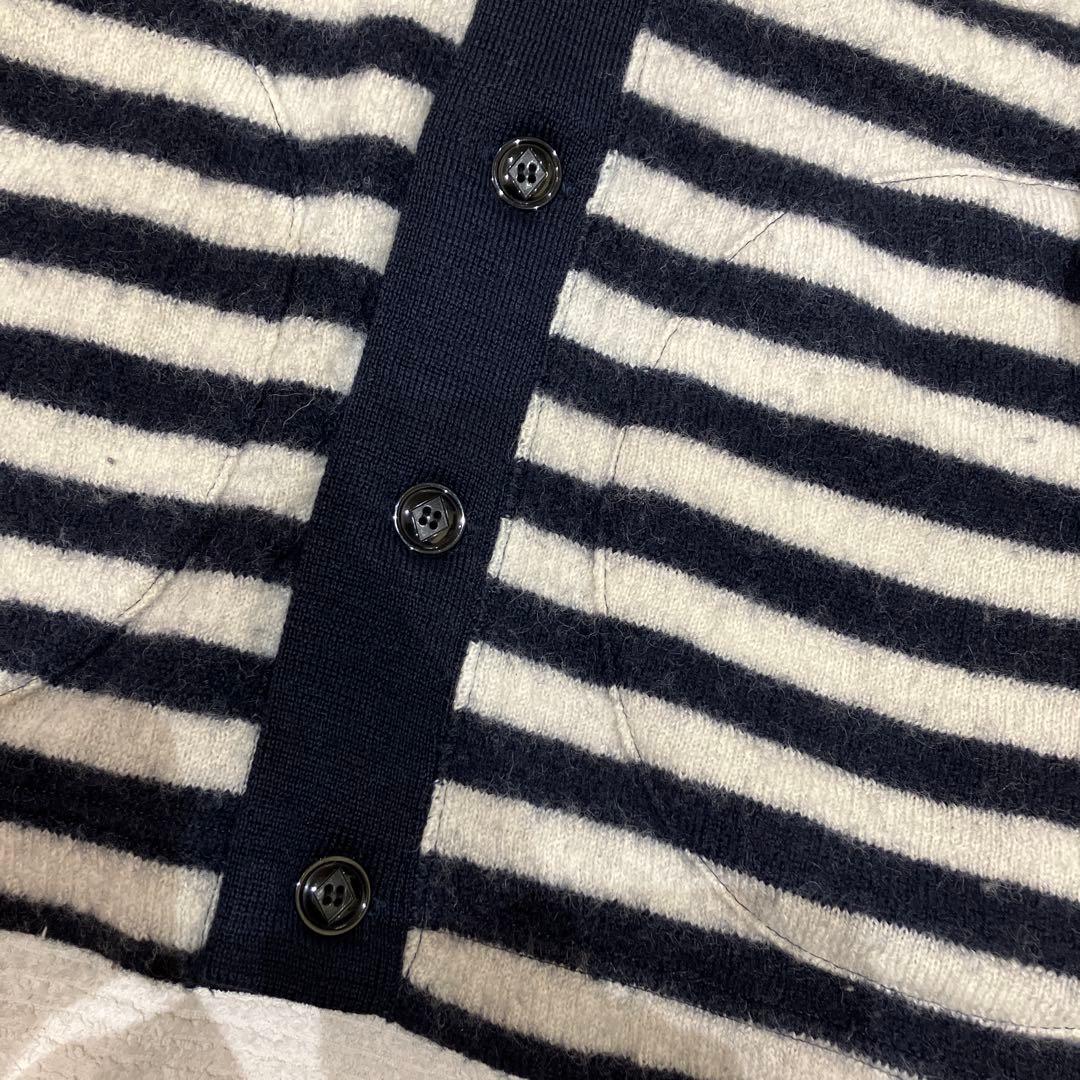 極美品ヤンクシャー　サイズ42 、XL ニットカーディガン、　白ネイビー、