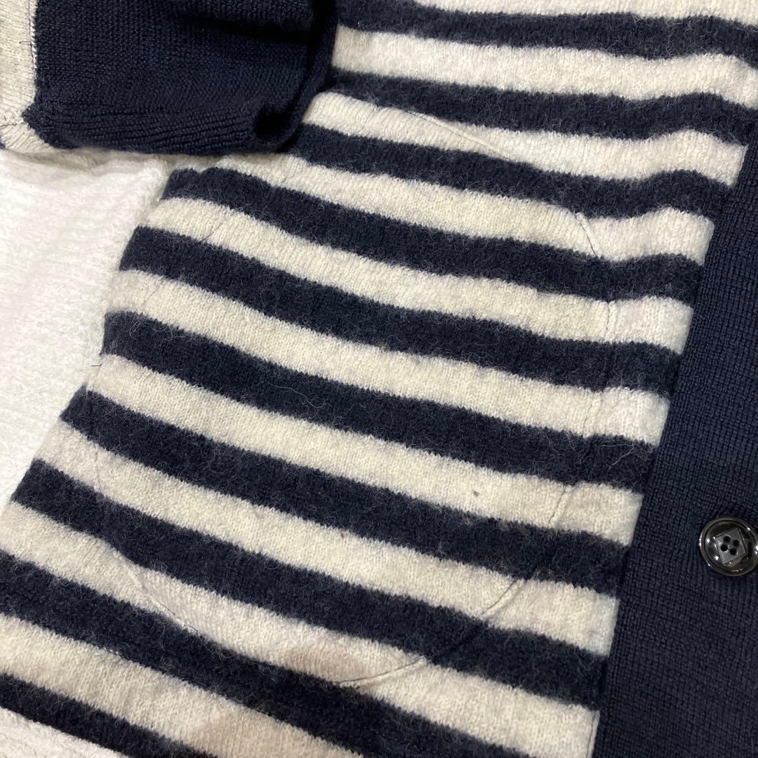 極美品ヤンクシャー　サイズ42 、XL ニットカーディガン、　白ネイビー、
