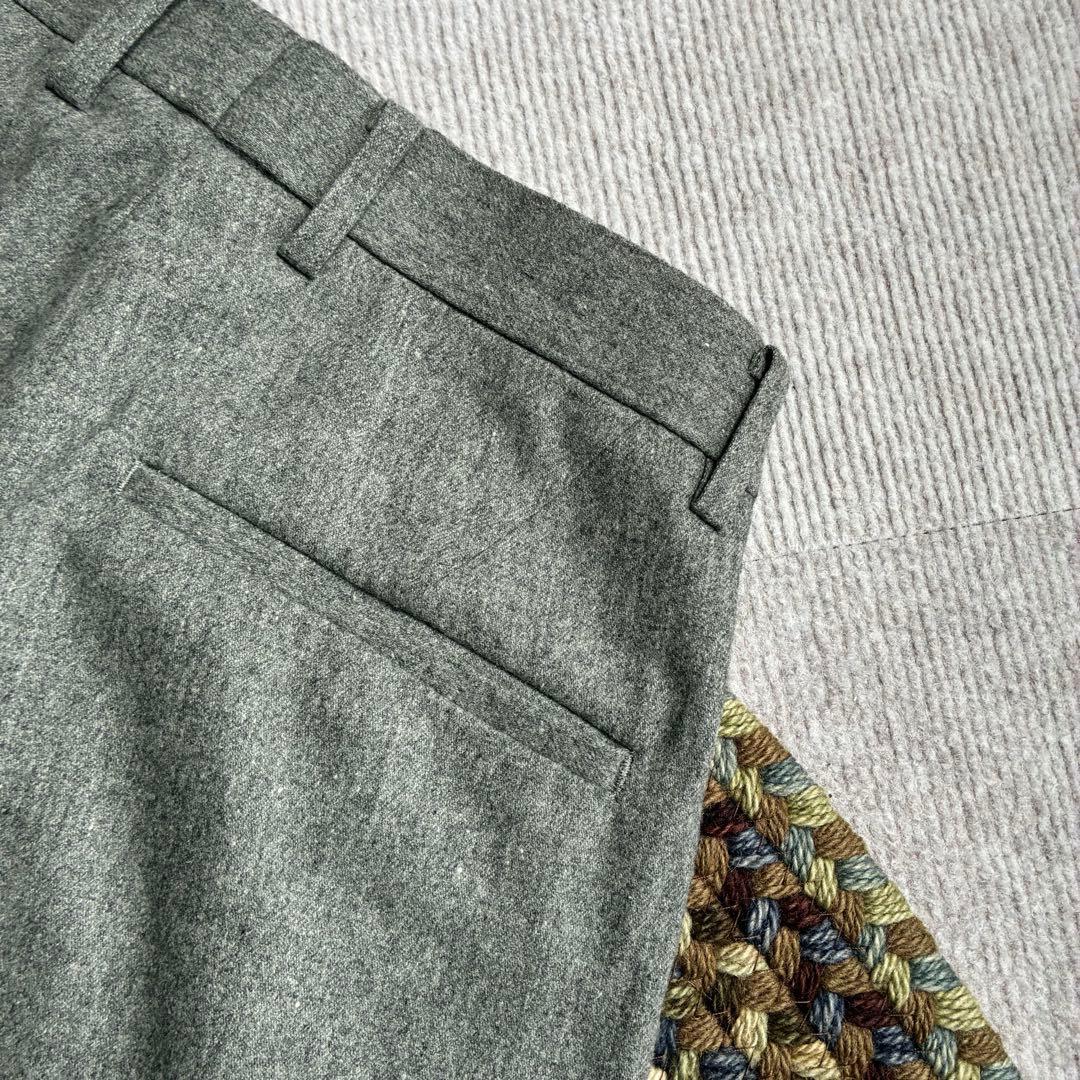 ★定価2.5万円ビームススーパー120sウールフランネルインプリーツワイドパンツ