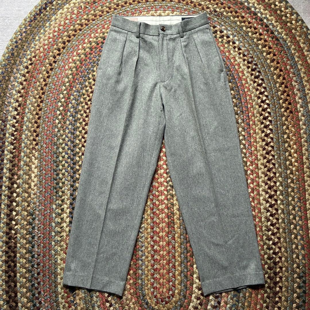 ★定価2.5万円ビームススーパー120sウールフランネルインプリーツワイドパンツ